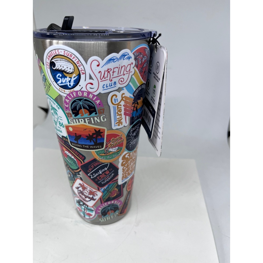 Hydrapeak 24oz Artisan Collection Tumbler Surfing Sticker Collage Stainless